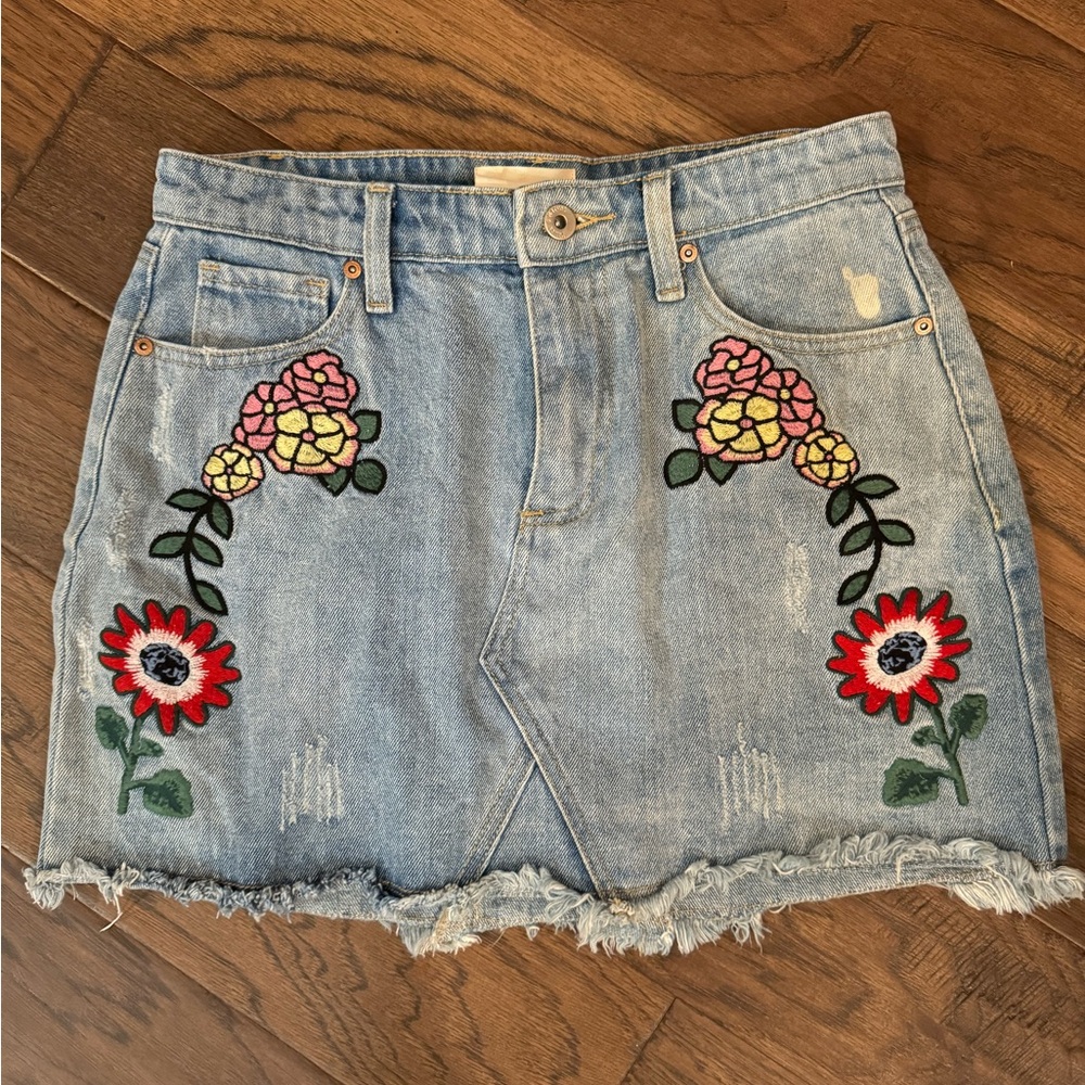 Embroidered denim/jean skirt